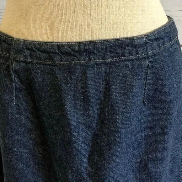 SUBURBAN GIRL Women Blue Denim Red Trim Cotton Straight Mid Calf Skirt Sz Small - Picture 2 of 11